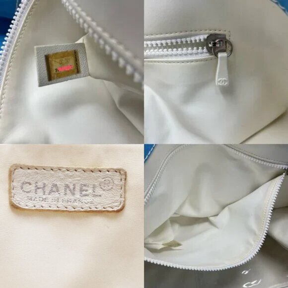 RARE Authentic CHANEL Surf Line Tote Bag High Summer Large Canvas Shoulder Bag - Picture 9 of 13